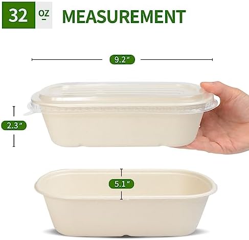 32 oz Disposable Meal Prep Containers with Lids 50 Pack