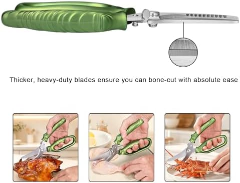 CHEN-KE Rust Resistant Heavy Duty Multipurpose Kitchen Shears-Green