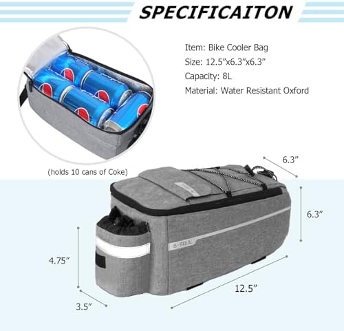 RAYMACE Bike Rear Rack Bag, Bike Trunk Cooler Bag