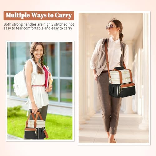 holuxer Lunch Bag for Women - Expandable Double Deck Lunch Box
