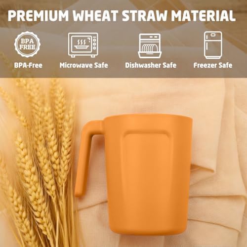 Wheat Straw Coffee Mugs Set of 6, Drinking Cups16 OZ - Multicolor
