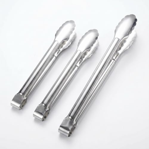 Serving Tongs Kitchen Tongs, Set of 3, 9 Inch and 12 Inch, for Home, Kitchen, Restaurant, Dinner