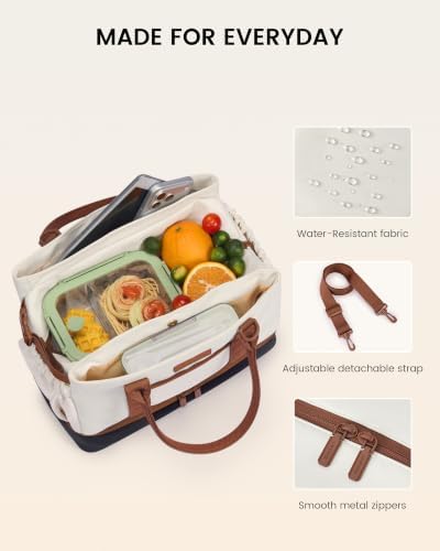 LOVEVOOK Insulated Lunch Bag Women with Triple Compartments & Bottle Holder