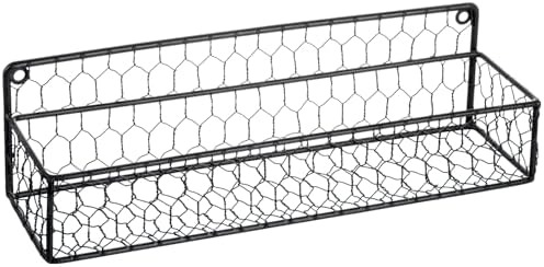 MyGift 12 Inch Black Wire Wall Spice Rack Set of 2 Seasoning Shelf