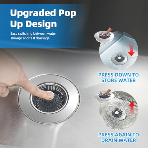 Hibbent Metal Kitchen Sink Drain Strainer and Stopper, Transparent