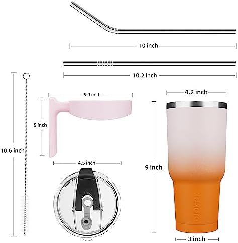BJPKPK 40 oz Tumbler with Handle & Straw, Insulated Stainless Steel Mug