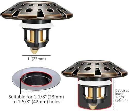 AzWzz Bathroom Sink Drain Strainer, 3 in 1 Pop Up Bathroom Sink Stopper