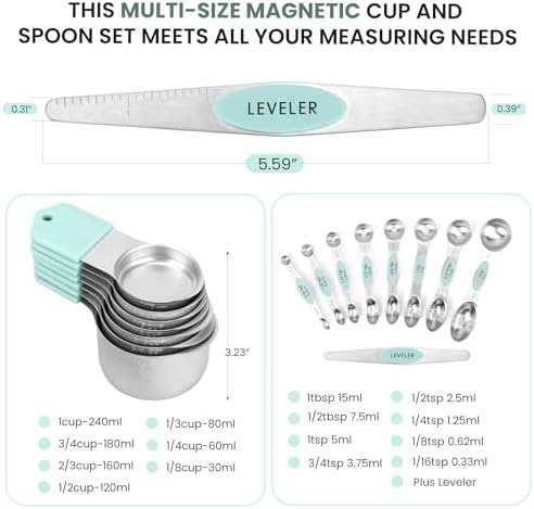 Magnetic Measuring Cups and Spoons Set-Heavy Duty 304 Stainless Steel