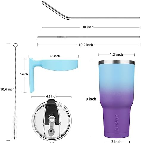 BJPKPK 40 oz Tumbler with Handle & Straw, Insulated Stainless Steel Mug