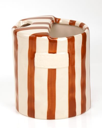 Coffee Mug Espresso Cup 10oz Ceramic Coffee Mugs Porcelain Coffee Cup Hand-Painted Striped Art Multiple Use for Kitchen, Dining-Brown