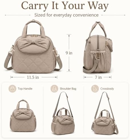 Bluboon Lunch Box for Women Cute Lunch Bag Reusable Insulated Lunch Bags Large Capacity Lunchbox Cooler for Work Picnic or Travel Gifts (Camel Large Bow, 10 x 7.5 x 8 inches)