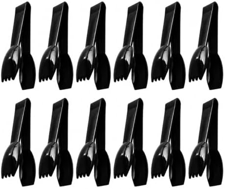 New Star Foodservice 42290 Utility Tong, High Heat Polycarbonate Plastic, Straight Edge, 6 Inch, Set of 12, Black