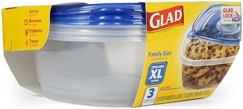 Glad GladWare XL Square Food Storage Containers, 104 oz - 3 Count (Pack of 3)