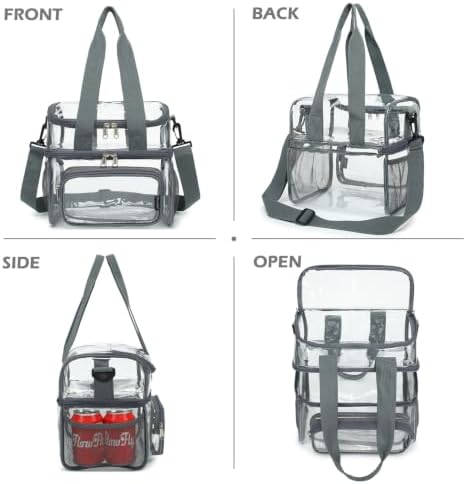FlowFly Double Layer Cooler Insulated Lunch Bag Adult Lunch Box Large Tote Bag for Men, Women, With Adjustable Strap,Front Pocket and Dual Large Mesh Side Pockets