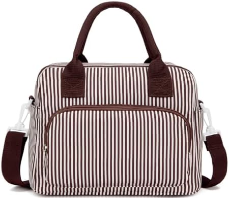 GASSDA Lunch Box for Women Insulated Lunch Bag Women Adult Cute Lunch Bags Reusable Lunchbox Cooler Tote Bag for Work Picnic (Coffee with white stripes)