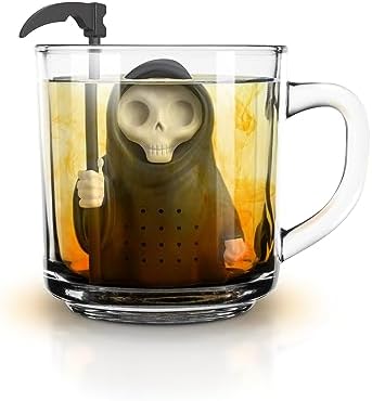 Genuine Fred Grim Steeper Reusable Silicone Tea Infuser,Black Grim Reaper Design,Fun and Clever Kitchen Gadget for Tea Lovers and Enthusiasts,(Pack of 2)