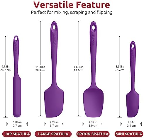 U-Taste Silicone Spatula Set 600°F High Heat Resistant, 4-Pcs, Purple