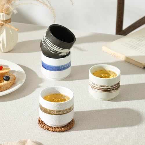 Ceramic Tea Cup Set, Japanese Tea Cups(4 Pack), Small Tea Cups,Macha Cups,Cups for Tea and Coffee