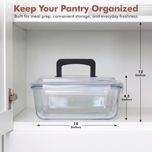 Razab 3000ml/ 102oz Airtight Glass Food Storage Container with Carry Handle