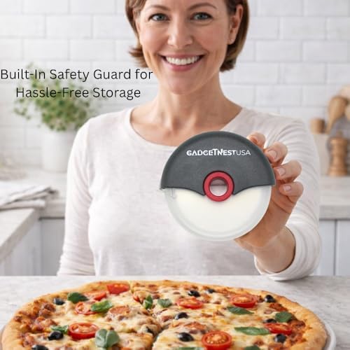 2 Pack Pizza Cutter Wheel –Sharp Premium 18/8 Stainless Steel Blade with Protective Cover – Easy Grip Slicer for Pizza, Dough, Pastry & More