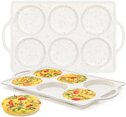 FUNBAKY Muffin Top Pan Non Stick, 4 Inch Metal Frame Silicone Egg Molds for breakfast sandwiches, Whoopie Pies, Egg Bites, English Muffins, 2 Pcs Confetti