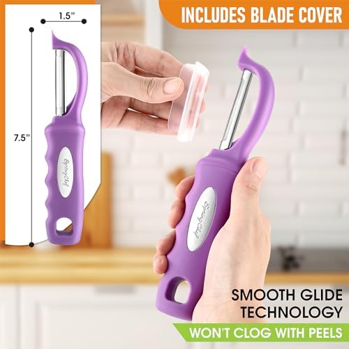Spring Chef Swivel Vegetable Peeler for Kitchen w/Ergonomic Handle, Orchid