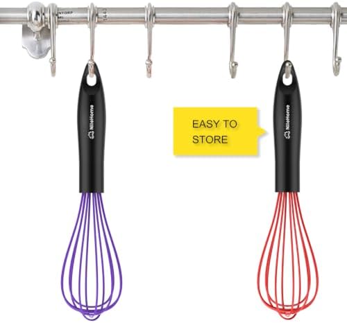 NileHome Silicone Whisk Set 10" Kitchen Whisk Purple Red,2-pack