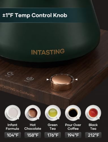 INTASTING Gooseneck Electric Kettle with ±1℉ Temperature Control, 0.9L