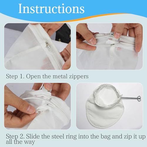 Fine Mesh Strainer, 3Pcs Cloth Strainer Bags with Steel Handle