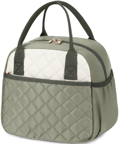 CAMTOP Lunch Box for Women Men Insulated Lunch Bag Lunch Tote Bag Leakproof Thermal Cooler Large Capacity for Travel Work School Picnic (Green White, Medium)