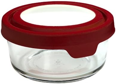 Anchor Hocking 4-Cup Round Food Storage Containers with Red TrueSeal Airtight Lids, Set of 4