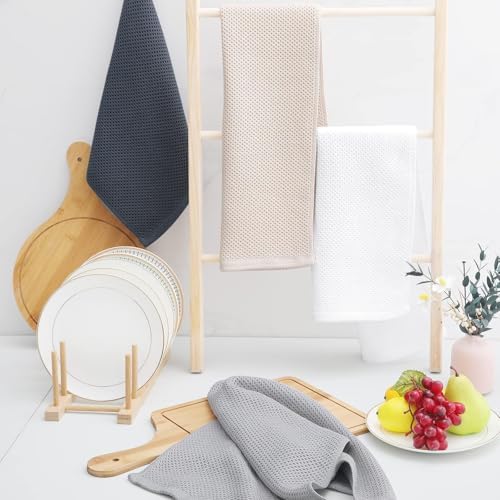 Homaxy 100% Cotton Waffle Weave Kitchen Dish Towels 4-Pack, White