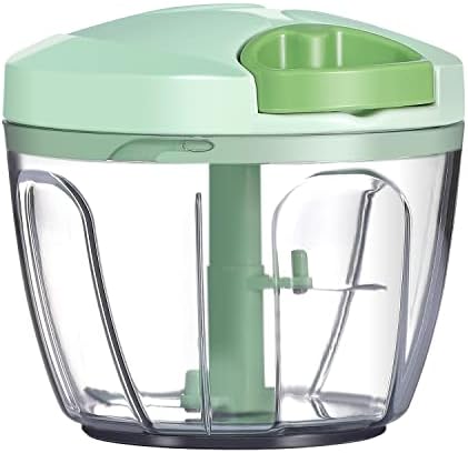 Ourokhome Manual Food Processor Vegetable Chopper, Portable Hand Pull String Garlic Mincer Onion Cutter for Veggies, Ginger, Fruits, Nuts, Herbs, etc., 650ml, Green