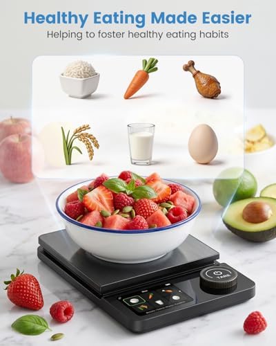 Smart Food Scale with Nutrition Calculator, INSMART Kitchen Scale with App for Calories, Fat, Carbs & Protein Tracking, 0.1g High Precision Calorie Scale for Meal Prep & Weight Loss, LED Display, 11lb