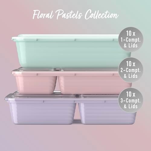 Bentgo Prep Meal Prep Kit, 1, 2 & 3-Compartment Containers, 60 Piece Set