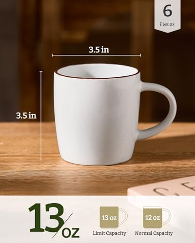 famiware Mercury Coffee Mugs 13 oz, Coffee Mugs Set of 6 with Handle