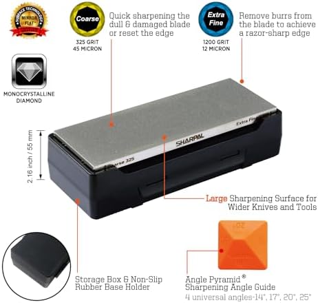 SHARPAL 162N Double-sided Diamond Sharpening Stone, 8 in. x 3 in.