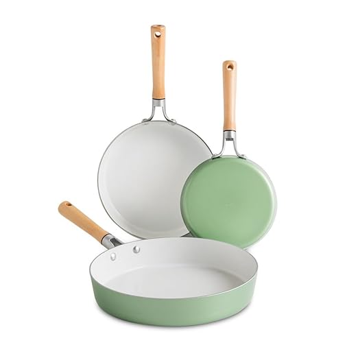 Nordic Ware Cardamom Ceramic Nonstick 3 Piece Fry Pan Set - Includes 8 Inch, 10 Inch and 12 Inch