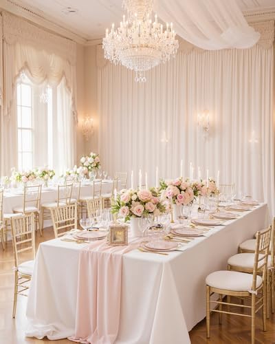 Nervure 350Pcs Pink Plastic Plates, Plastic Dinnerware Set for 50 Guests