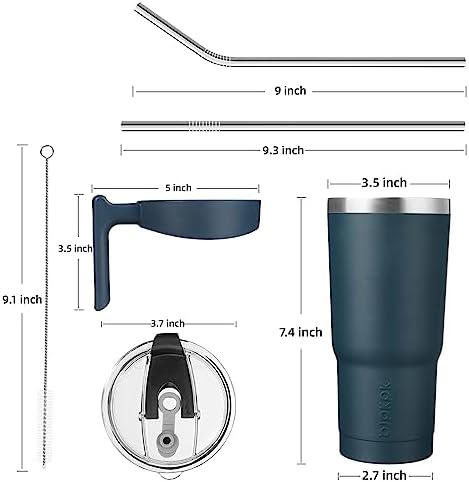 BJPKPK 20 oz Tumbler with Handle & Straw, Insulated Stainless Steel Mug