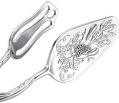 Jucoan 3 Pack Vintage Silver Serving Tongs, 8.5 Inch Zinc Alloy Metal Food Buffet Bread Salad Tongs for Birthday Wedding Tea Party, Dishwasher Safe