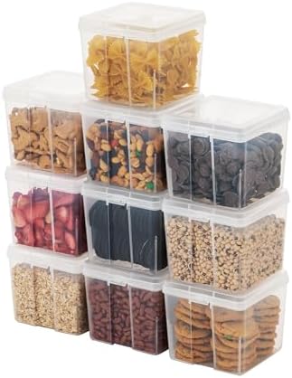 IRIS USA Food Storage Containers Set, 1.3 Qt - 10 Pack, Food Grade Plastic