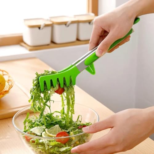 9" Kitchen Tongs for cooking with Silicone Tips, Salad Tongs, Light Green