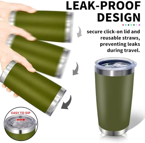 HAOLI 1 Pack 20oz Stainless Steel Tumbler with Lid/Army Green