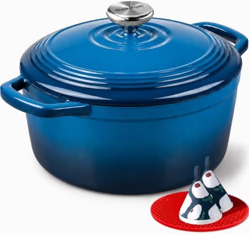Overmont Enameled Cast Iron Dutch Oven - 5.5QT Pot with Lid Cookbook