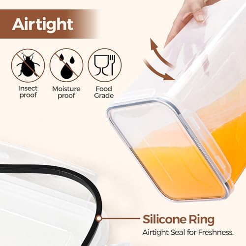 ComSaf Airtight Rice Storage Container with Lid 10Qt 2Pack, Large Capacity