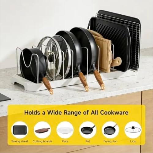 MUDEELA Pots and Pans Organizer under Cabinet, White