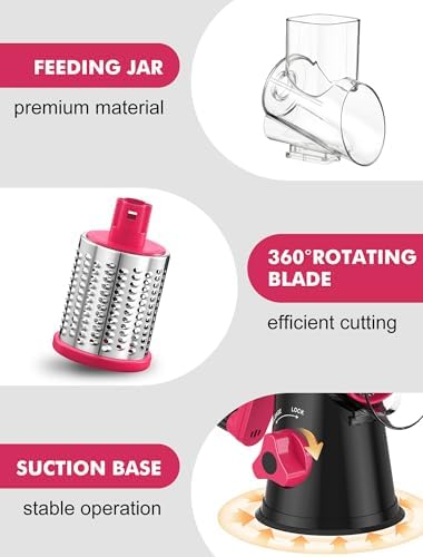 GDL Cheese Grater Hand Crank, Rotary Cheese shredder, Vegetable Slicer