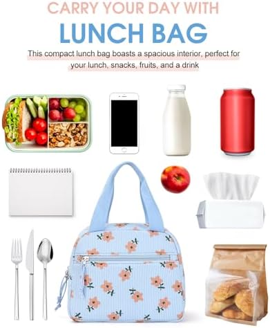 Lunch Bag for Women, Corduroy Small Insulated Lunch Box