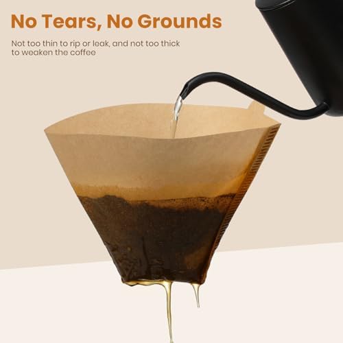 AOZITA #4 Cone Coffee Filters 8-12 Cup, 100 Count Unbleached Natural Coffee Paper Filters, No Blowout, Disposable Coffee Filter for Pour Over and Drip Coffee Maker (Pack of 2)